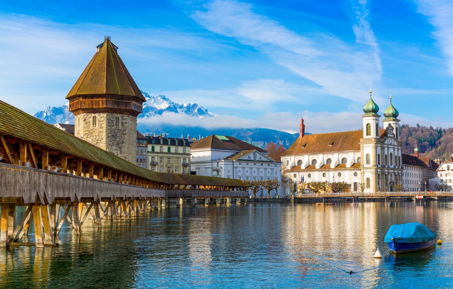 Stadt Luzern und Kapellbrücke, Canva Symbolbild für Kanton Luzern